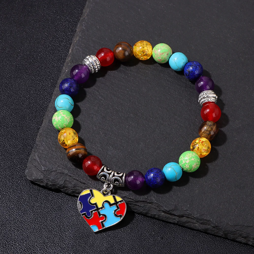 New Puzzle Bracelet Natural Stone 7 Chakra Bracelets For Women Men Autism Awareness Mental Health Protection Soul Jewelry New Puzzle Bracelet Natural Stone 7 Chakra Bracelets For Women Men Autism Awareness Mental Health Protection Soul Jewelry