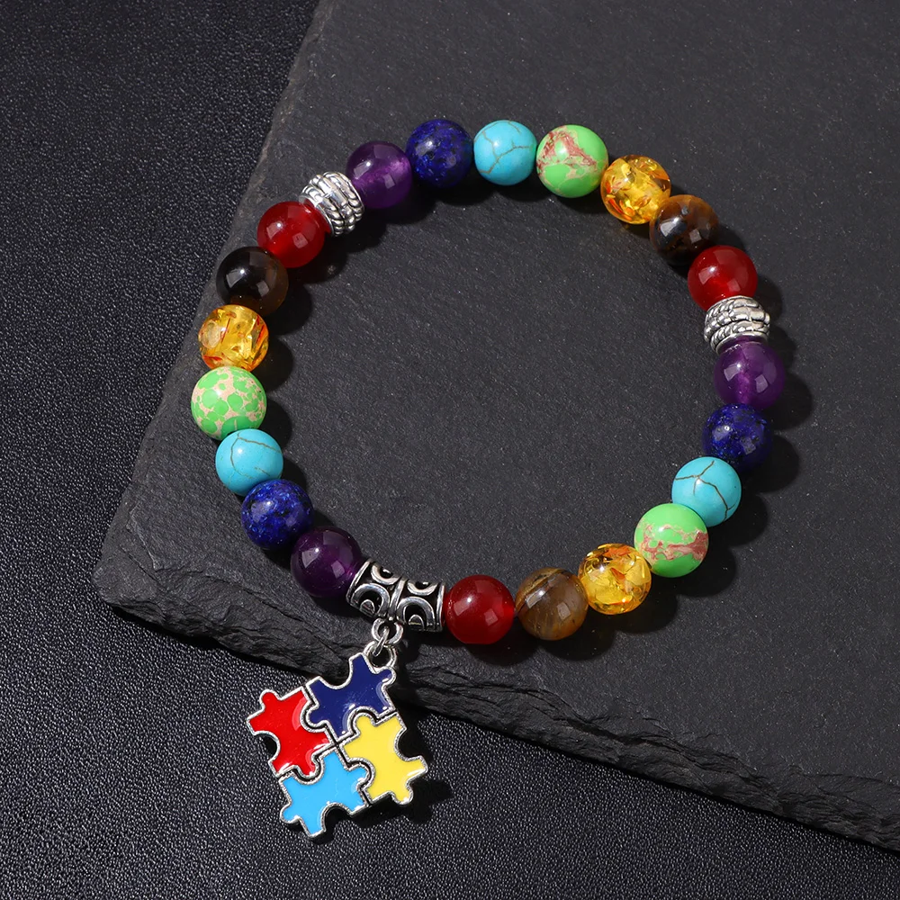 New Puzzle Bracelet Natural Stone 7 Chakra Bracelets For Women Men Autism Awareness Mental Health Protection Soul Jewelry New Puzzle Bracelet Natural Stone 7 Chakra Bracelets For Women Men Autism Awareness Mental Health Protection Soul Jewelry