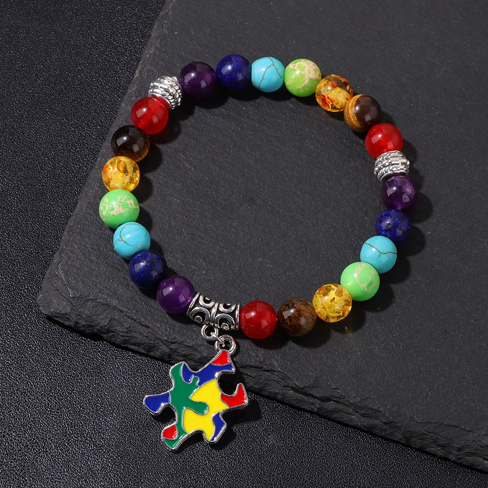 New Puzzle Bracelet Natural Stone 7 Chakra Bracelets For Women Men Autism Awareness Mental Health Protection Soul Jewelry New Puzzle Bracelet Natural Stone 7 Chakra Bracelets For Women Men Autism Awareness Mental Health Protection Soul Jewelry