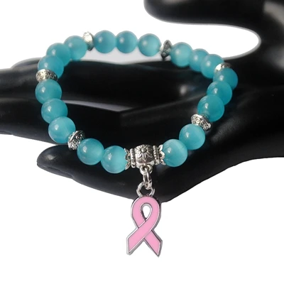 5 Color Breast Cancer Awareness Pink Ribbon Charm Bracelet 5 Color Cat Eye Opal 8mm Beads Bracelets & Bangles 5 Color Breast Cancer Awareness Pink Ribbon Charm Bracelet 5 Color Cat Eye Opal 8mm Beads Bracelets & Bangles