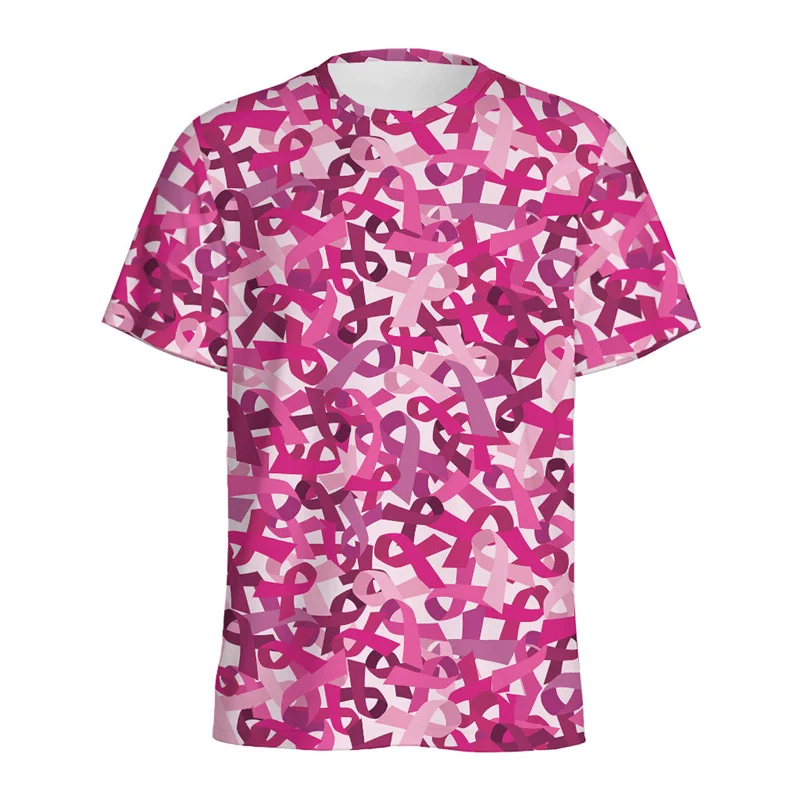 Breast Cancer Awareness 3D Printed T Shirt Women Fashion Pink Ribbon Pattern T-Shirt Loose Short Sleeves Round Neck Tee Shirts Breast Cancer Awareness 3D Printed T Shirt Women Fashion Pink Ribbon Pattern T-Shirt Loose Short Sleeves Round Neck Tee Shirts