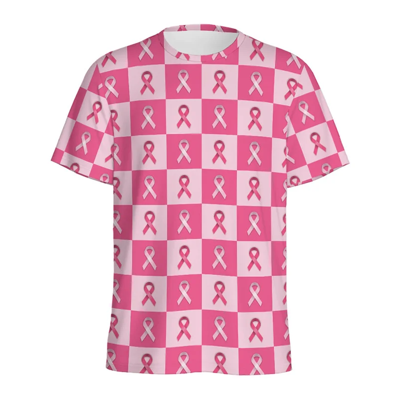 Breast Cancer Awareness 3D Printed T Shirt Women Fashion Pink Ribbon Pattern T-Shirt Loose Short Sleeves Round Neck Tee Shirts Breast Cancer Awareness 3D Printed T Shirt Women Fashion Pink Ribbon Pattern T-Shirt Loose Short Sleeves Round Neck Tee Shirts