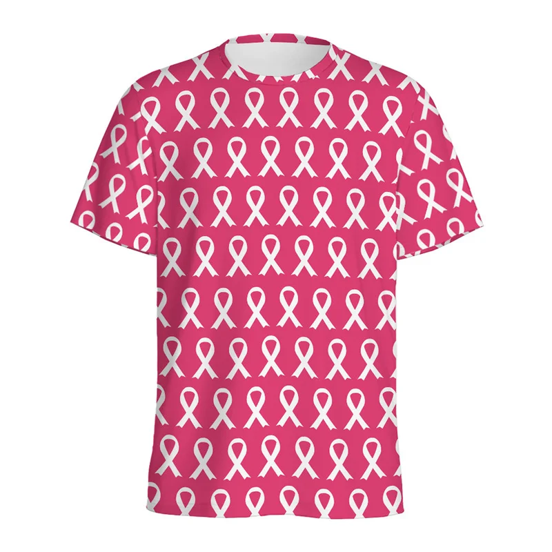 Breast Cancer Awareness 3D Printed T Shirt Women Fashion Pink Ribbon Pattern T-Shirt Loose Short Sleeves Round Neck Tee Shirts Breast Cancer Awareness 3D Printed T Shirt Women Fashion Pink Ribbon Pattern T-Shirt Loose Short Sleeves Round Neck Tee Shirts